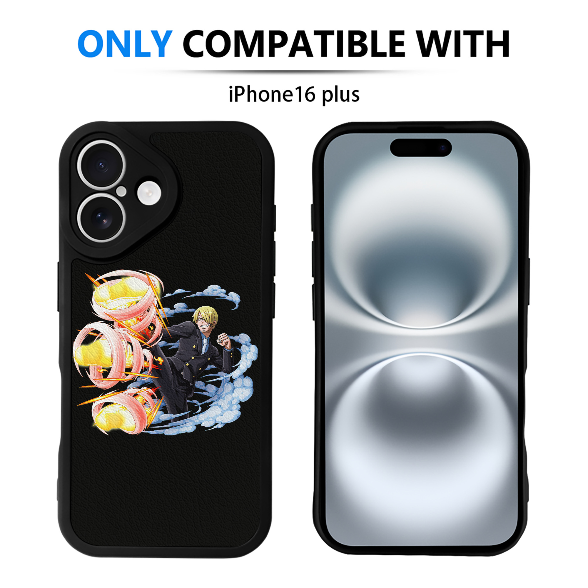 （画像用） ワンピース サンジ ONE PIECE Sanji 【iPhone 16シリーズ対応】シリコンスマホケース（レザー調） 材質：シリコン